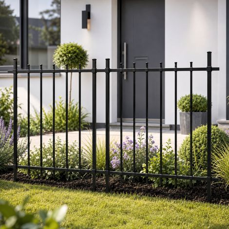 Decorative Garden Fence Panels 90cm W x 120cm H, Pack of 2 | Modular Metal Garden Border & Ornamental Edging for Flowerbeds & Paths
